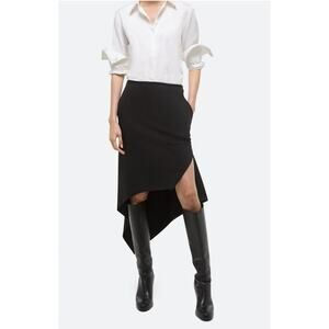 Helmut Lang Virgin Wool Scarf Hem Asymmetric Skirt. 4
